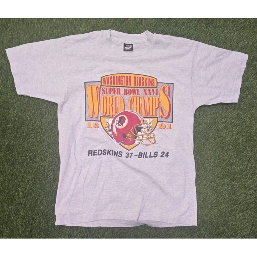 Vtg 1991 Washington Redskins Super Bowl XXVI Champions Shirt Screen Stars L 90s